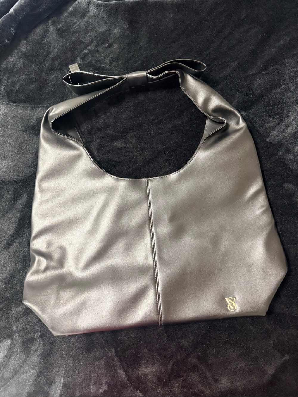 Victoria's Secret Black Shoulder Hobo with Gold Logo